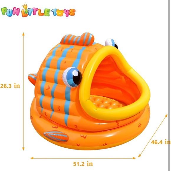 Indoor & Outdoor Inflatable Shade Kiddie 👦🏻👧🏻 Pool with Whale 🐳 Canopy - Picture 8 of 9